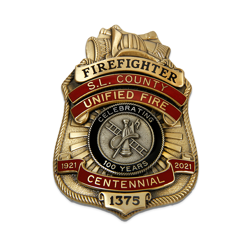 Salt Lake Co. UT Centennial Fire Badge - SymbolArts